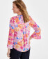 Фото #4 товара Women's Printed Pintuck Ruffle Sleeve Top, Created for Macy's