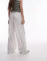 Topshop wide leg linen trouser with pockets in white