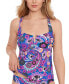 Фото #1 товара Juniors' Floral-Print V-Wire Tankini Top, Created for Macy's