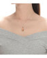 Фото #2 товара Sterling Silver 18K Rose Gold Plated Pear Shaped Morganite Cubic Zirconia Pendant Necklace