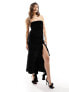 Фото #1 товара ASOS DESIGN velvet bandeau ruffle maxi dress in black