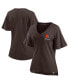 ფოტო #1 პროდუქტის Women's Brown Cleveland Browns Southpaw Flutter V-Neck T-shirt