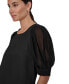 Women's Mixed-Media Chiffon Puff-Sleeve Top