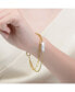 ფოტო #3 პროდუქტის 14k Yellow Gold Plated with Free-Form Genuine Freshwater Pearl Cable Rolo Chain Double Layer Bracelet in Sterling Silver
