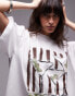 Topshop x Grace Percival oversized graphic t-shirt in white Бежевый, XS - EU 32-34 - фото #9