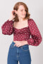 Фото #12 товара Женская укороченная блузка с длинным объемным рукавом и геометричным вырезом Factory Price