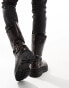 ASOS DESIGN chunky boot in brown with vintage effect silver buckles