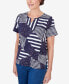 ფოტო #4 პროდუქტის Women's Stars and Stripes Split Neck Tee