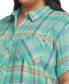 ფოტო #3 პროდუქტის Plus Size Plaid Short-Sleeve Camp Shirt