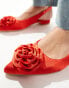 Фото #3 товара Glamorous slingback rosette pointed toe flats in black red