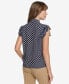 Фото #2 товара Women's Flutter-Sleeve Dot-Print Blouse