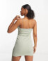 Фото #2 товара Miss Selfridge skinny strap rib cami dress in sage