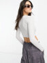 Фото #2 товара Bershka ballet wrap top in pale grey