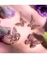 ფოტო #3 პროდუქტის Grape Amethyst (2-1/3 ct. t.w.) & Diamond (3/8 ct. t.w.) Butterfly Drop Earrings in 14k Rose Gold