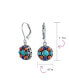 Фото #3 товара Multi Stone Lapis Turquoise Orange Coral Medallion Dangle Earrings For Women Oxidized .925 Sterling Silver Lever Back