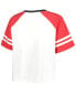 ფოტო #3 პროდუქტის Women's White Distressed Wisconsin Badgers Melange Beaumont Cropped Raglan T-shirt