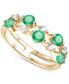 ფოტო #1 პროდუქტის Emerald (5/8 ct. t.w.) & Diamond (1/5 ct. t.w.) Double Row Ring in 14k Gold (Also in Ruby & Sapphire)