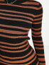 New Look knitted crew neck ribbed maxi dress in brown stripe