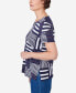 ფოტო #4 პროდუქტის Petite Stars and Stripes Split Neck Tee