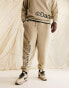 Фото #3 товара ASOS Dark Future co-ord relaxed joggers in teddy borg with leg logo embroidery in neutral