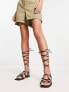 Фото #3 товара RAID Wide Fit Exclusive strappy ghillie tie sandals in black