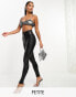 Spanx Petite leather look legging with contoured power waistband in black