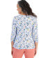ფოტო #2 პროდუქტის Women's Printed 3/4-Sleeve Pima Cotton Top, Created for Macy's