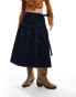 Фото #5 товара ASOS DESIGN denim awkward length wrap skirt in indigo