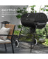 Фото #6 товара Barrel Charcoal BBQ Grill with 420 sq.in. Cooking Area, Outdoor Barbecue with Wheels, Ash Catcher and Built-in Thermometer for Patio Picnic, Backyard Party, Black