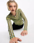 Фото #3 товара Noisy May long sleeve mesh top in blue & yellow check