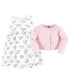 Toddler Girls Cotton Dress and Cardigan 2pc Set, Tea Party