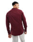 ASOS DESIGN regular shirt with grandad collar in maroon