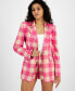 Women's Plaid Single-Button Blazer