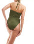 South Beach halter crinkle swimsuit in sage green