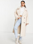 ASOS DESIGN Petite smart double breasted boucle wool mix coat in cream