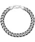 Men's Curb Link Chain Bracelet in Sterling Silver & Black Ruthenium-Plate
