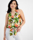 Petite Linen-Blend Printed Halter Top, Created for Macy's