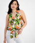 ფოტო #3 პროდუქტის Petite Linen-Blend Printed Halter Top, Created for Macy's