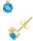 ფოტო #2 პროდუქტის Blue Topaz (5/8 ct. t.w.) and Diamond Accent Stud Earrings in 14K Yellow Gold or 14k White Gold