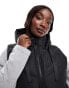 Threadbare Plus longline padded gilet with hood in black