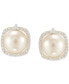 ფოტო #3 პროდუქტის Cultured Freshwater Pearl (7mm) & Diamond (1/6 ct. t.w.) Halo Stud Earrings in 14k Gold