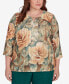 ფოტო #1 პროდუქტის Plus Size Emerald Isle Vintage Floral Top