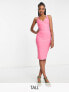 Фото #1 товара Vesper Tall plunge front midi pencil dress in pink