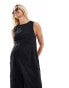 ASOS DESIGN Maternity twill minimal sleeveless jumpsuit with wide leg in black