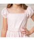 ფოტო #7 პროდუქტის Girls' Cap Sleeve Special Occasion Sateen Flower Girl Dress with Embroidered Hem, Toddler