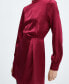 ფოტო #4 პროდუქტის Women's Puffed Sleeves Satin Dress