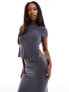 Фото #1 товара Kaiia slinky side split top co-ord in charcoal