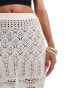 Miss Selfridge beach crochet fringe detail maxi skirt in cream Бежевый, S - EU 36-38 - фото #4