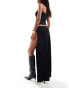 Lioness low rise thigh split maxi skirt co-ord in black