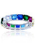 Rainbow Princess Cut Cubic Zirconia Eternity Band in Rhodium Plated Sterling Silver